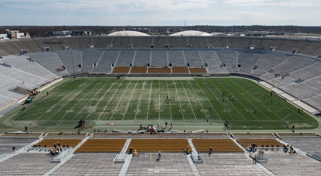 A general view of Notre Dame Stadium before the Blue-Gold Game. Mandatory Credit: Matt Cashore-USA TODAY Sports