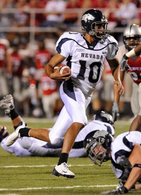 Nevada's Colin Kaepernick threw for 2.849 yards and 22 touchdowns as the leader of the Wolf Pack offense in 2008. (Photo - Icon SMI) 
