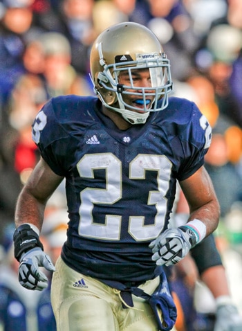 Former Notre Dame wide receiver Golden Tate is preparing for the NFL Draft as the Irish kick off the first Spring Pracitce under Brian Kelly.  (Photo - IconSMI)