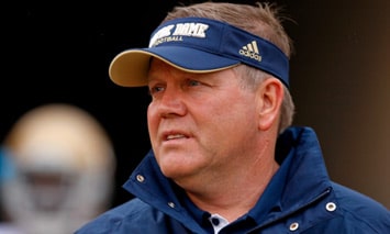 Brian Kelly kicked off his first fall camp as the head coach of Notre Dame on Friday.  (Photo - Icon SMI)