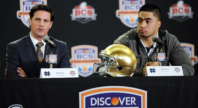 Bob Diaco, Manti Te'o at BCS Championship