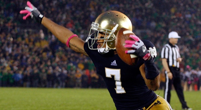 TJ Jones seen celebrating his game winner vs. Stanford