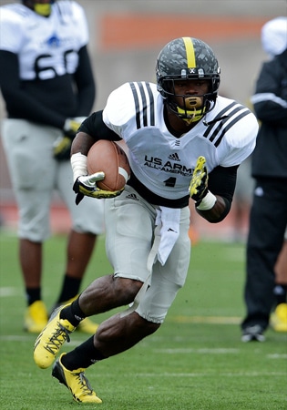 U.S. Army All-American Bowl East Team RB Greg Bryant (1) from American Heritage/American Academy School in Delray Beach, FL during a U.S. Army All-American Bowl East Team practice at Heroes Stadium in San Antonio Texas. The 2013 U.S. Army All-American Bowl will be played Saturday January 5, 2013 in the Alamodome. (Photo: John Albright / IconSMI)