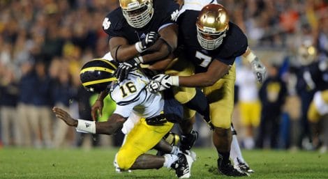 Stephon Tuitt hits Denard Robinson