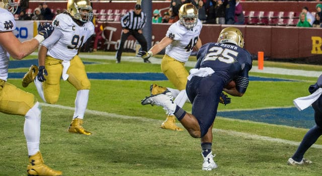 After jumping out to a large early lead a year ago, Notre Dame struggled to put away Navy on the heels of their loss to Florida State. (Photo: Matt Cashore / USA Today Sports)