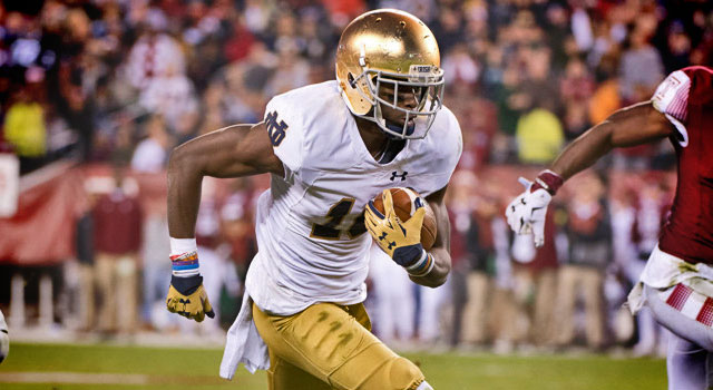Notre Dame needs Torii Hunter to emerge as a star from a group of gren wide receivers this season. (Photo: Kyle Ross/Icon Sportswire)