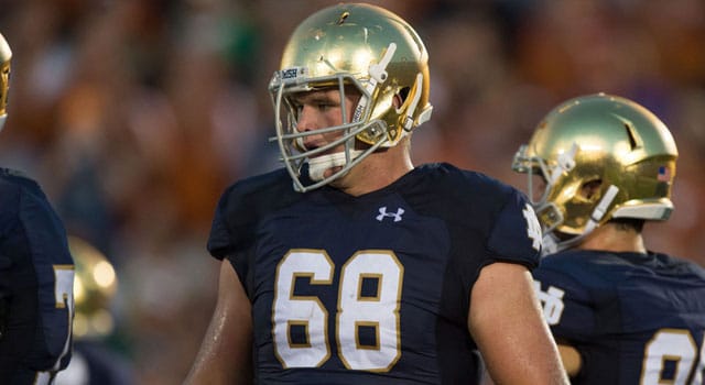 Mike McGlinchey will anchor the 2016 Notre Dame offensive line. (Photo: Zach Bolinger // Icon Sportswire)