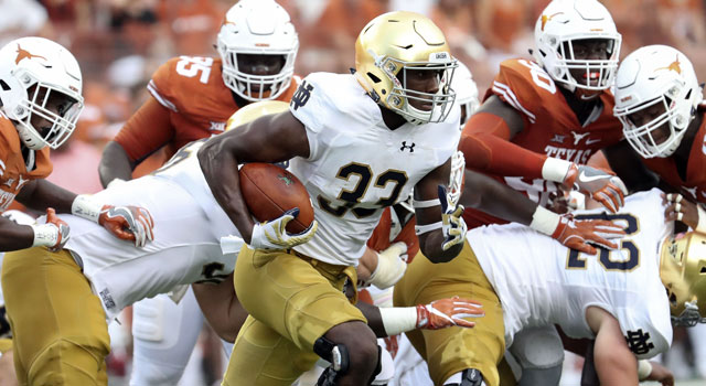 Josh Adams and the other Irish backs should be able to run wild this weekend. (Photo: Kevin Jairaj // USA TODAY Sports)