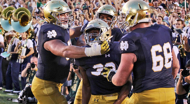 Last year Notre Dame ran all over Texas in the season opener. This year things could be closer - a lot closer (Photo: Brian Spurlock // USA TODAY Sports)