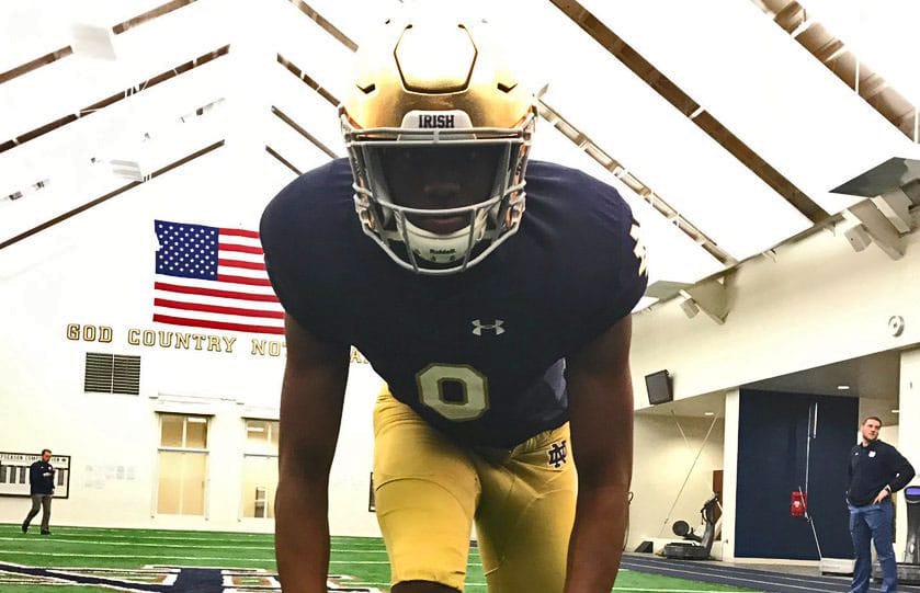 Notre Dame DE prospect Jalen Harris (Photo from Twitter @Cha33Cha)