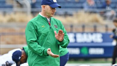 Notre Dame Defensive Coordinator Clark Lea is set to call his first game this weekend.