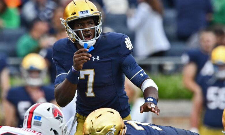 Notre Dame QB Brandon Wimbush in action vs. Ball State