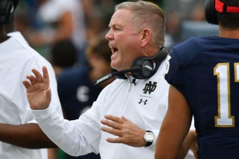 Notre Dame HC Brian Kelly during the Ball State game. (