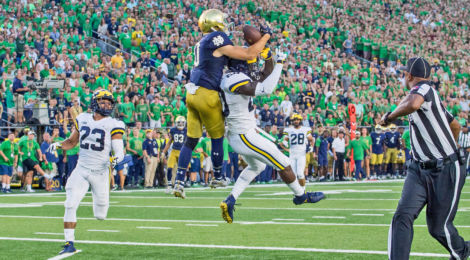 Notre Dame WR Chris Finke with the catch of the game vs. Michigan