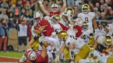 Stanford scores one of three 4th quarter TDs against Notre Dame in 2017.