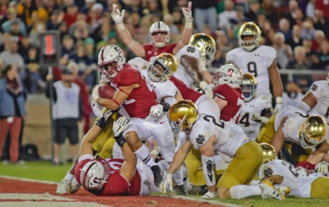 Stanford scores one of three 4th quarter TDs against Notre Dame in 2017.