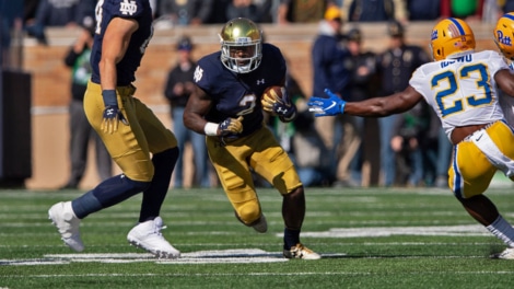 Dexter Williams and the Notre Dame running game were bottled up vs. Pitt.