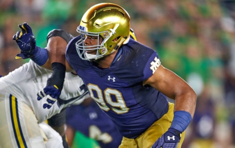 Notre Dame NT Jerry Tillery in action vs. Michigan