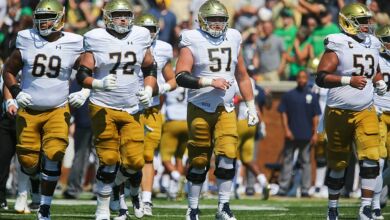Robert Hainsey (72) and the rest of the Irish OL have a tough matchup this weekend.