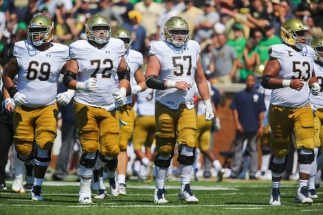 Robert Hainsey (72) and the rest of the Irish OL have a tough matchup this weekend.