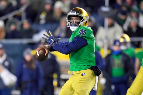 Notre Dame QB Brandon Wimbush in action vs. Florida State