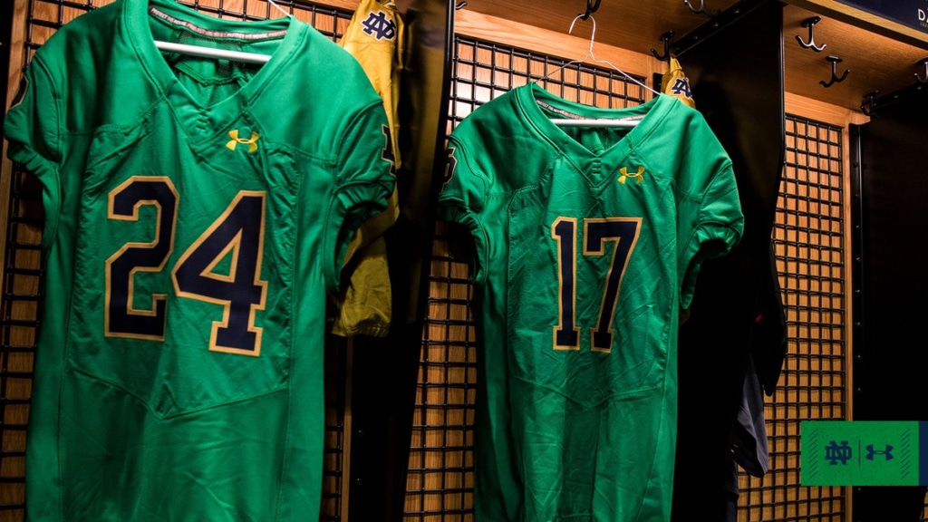 notre dame green uniforms