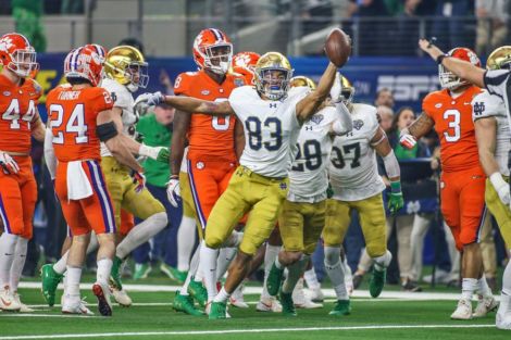 Chase Claypool recovers a fumble that the replay booth later controversarily overturned.