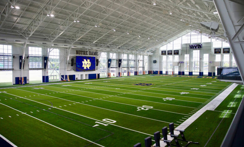 notre dame football indoor facility