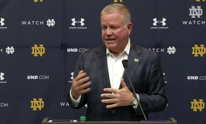 brian kelly notre dame training camp 2019