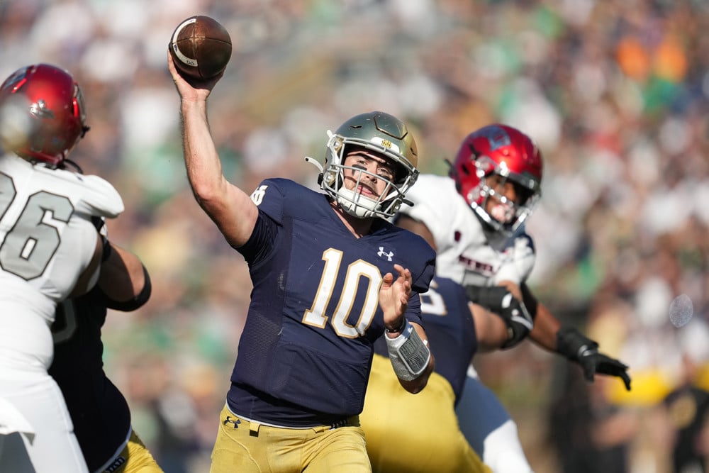 Riley Leonard commits to Notre Dame: 'Highest ceiling of any Irish QB in  over a decade!' 