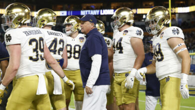 Notre Dame Offensive Coordinator and Tight Ends Coach Mike Denbrock