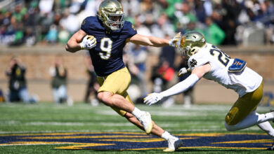 Notre Dame TE Eli Raridon (Photo by James Black/Icon Sportswire)