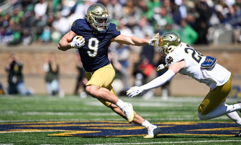 Notre Dame TE Eli Raridon (Photo by James Black/Icon Sportswire)